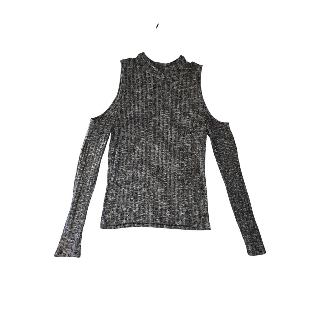 American Eagle Shoulderless Long Sleeve Gray Heathered Shirt Women's Size L